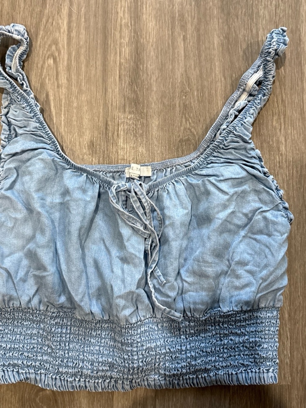 Love Tree Light Blue Smocked Crop Tank
